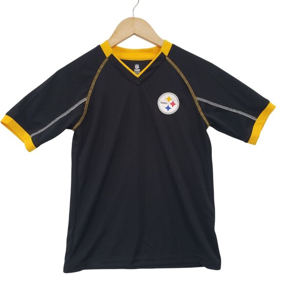 NFL Team Pittsburgh Steelers Youth T Shirt Black Yellow Size L Sports Athleisure - Picture 1 of 6